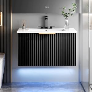 ELEVACHIC 30" Bathroom Vanity with Sink, Modern Wall Mounted Floating Vanity Cabinet,