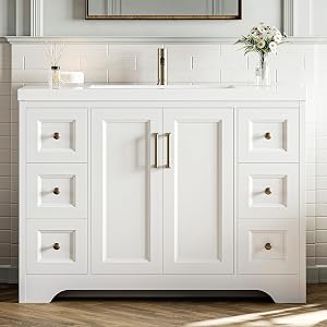 LIKIMIO 47.2" Bathroom Vanity with Sink, Freestanding Bathroom Vanity with 2 Soft-Clo