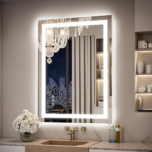 24x32 LED Bathroom Mirror with Lights – Anti-Fog, Dimmable, Backlit & Front Lit Lighte