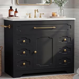 YESHOMY 36 Inch Bathroom Vanity with Ceramic Sink,Bathroom Vanity Cabinet with Tip-Out Dra
